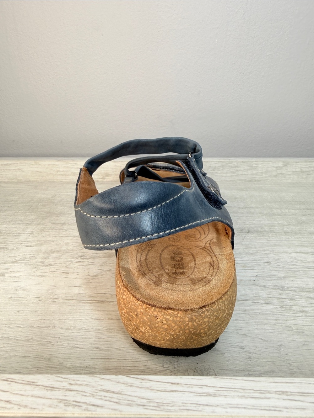 Taos Footwear Blue Leather Strappy Wedge Sandals - Picture 7 of 14